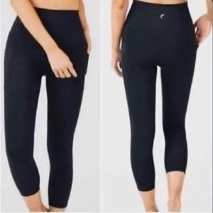 zyia black smooth hi rise 7/8 legging 24 inches size 6/8